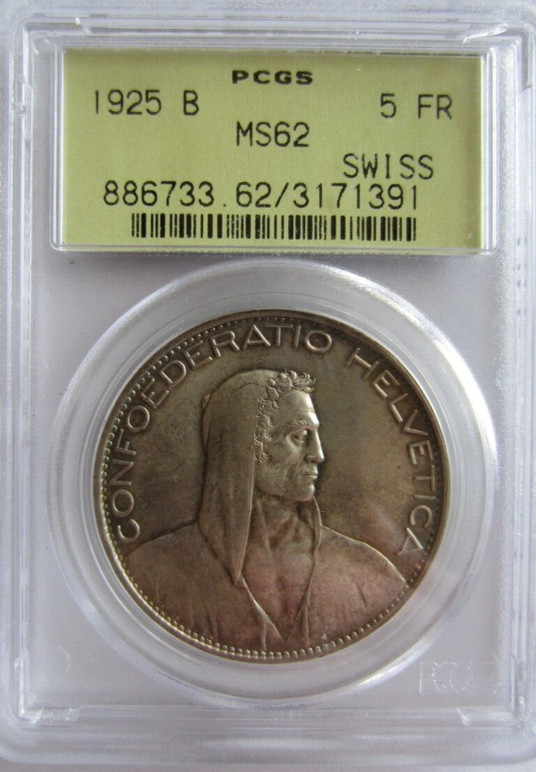 Read more about the article Switzerland Silver 1925 5 Francs – MS62