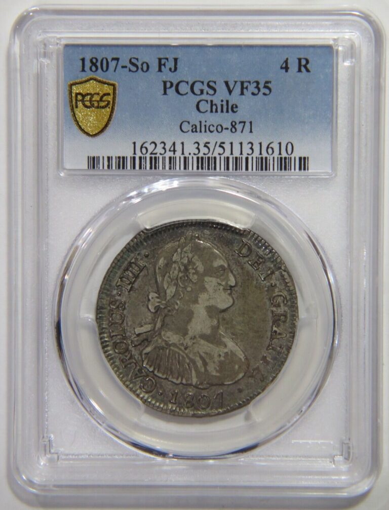 Read more about the article CHILE 1807 4 REALES SO FJ KING CHARLES IV PCGS COLONIAL SILVER WORLD COIN 🌈⭐🌈
