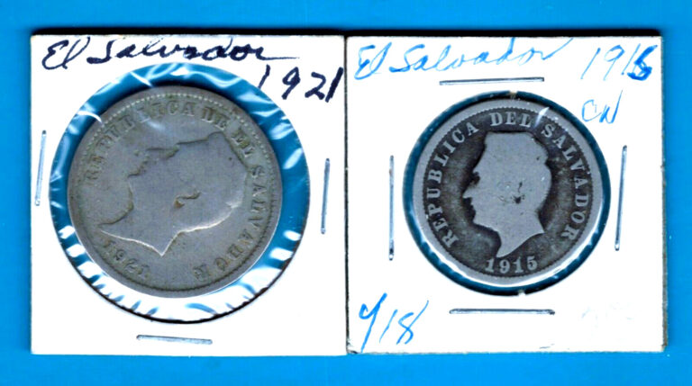 Read more about the article EL SALVADOR-2 GREAT HISTORIC MORAZAN COINS: 1915  5 CENTAVOS and 1921  10 CENTAVOS