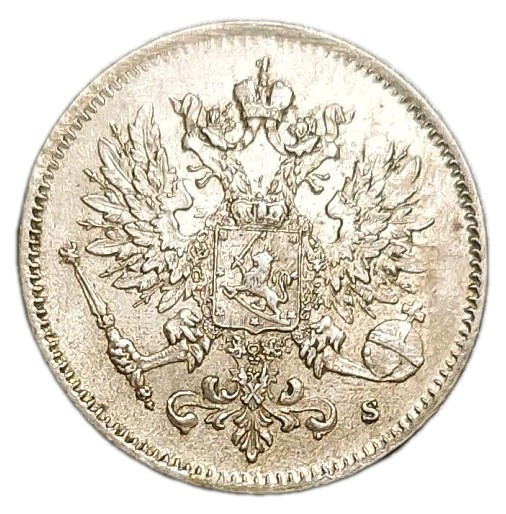 Read more about the article 1916-S Finland Russia 25 Pennia AU Silver Coin KM 6.2 Emperor Nicholas II