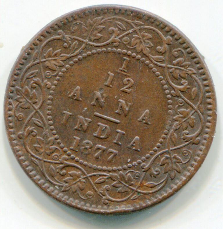 Read more about the article India British 1/12 anna 1877 (c) nice coin   lotmar9043