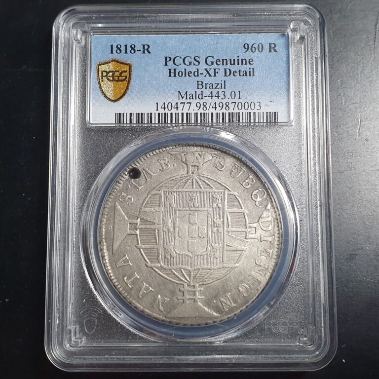 Read more about the article Brazil 960 Reis 1818 R PCGS XF Detail