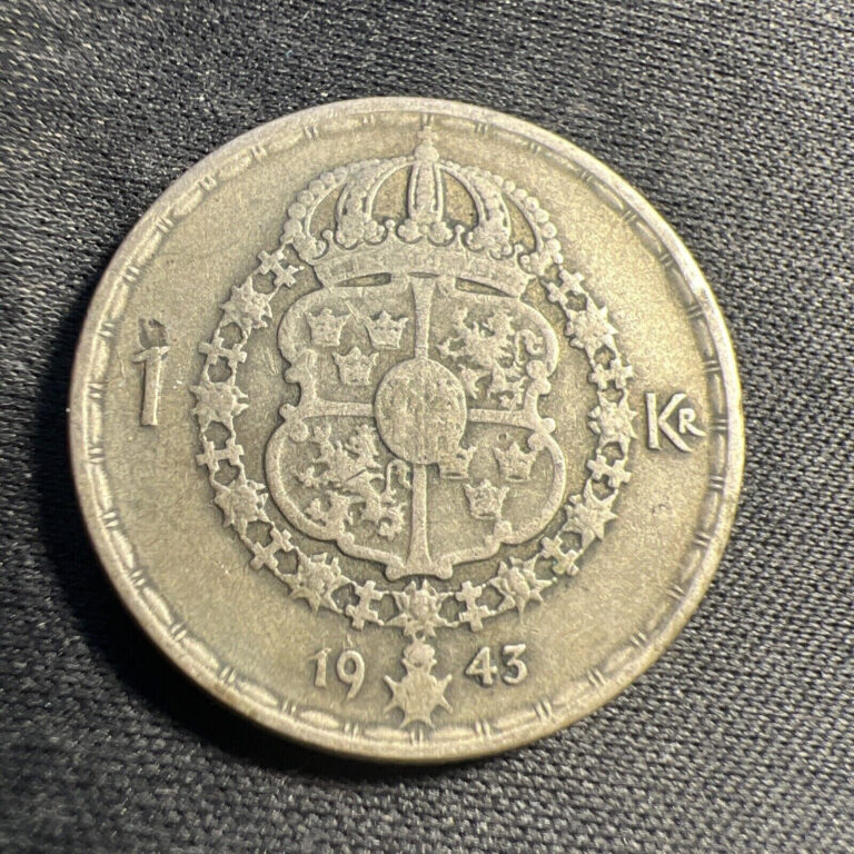 Read more about the article 1943 Sweden 1 Krona Coin .400 Silver Z3658