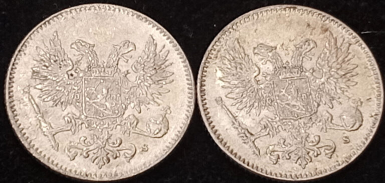 Read more about the article Finland **1917 Imperial Russia Mint-Last Year** 50 Pennia km#2.2 – 2 Silver Coin