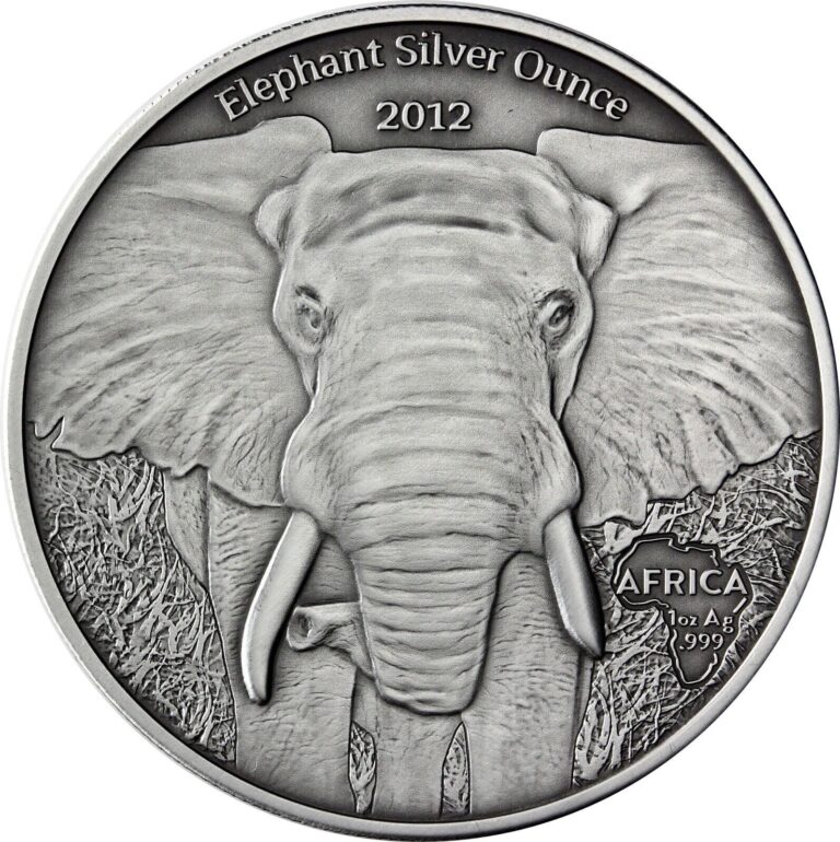 Read more about the article Gabon 2012 African Ounce Elephant 1000 Francs 1 Oz Silver Coin Antiqued with COA