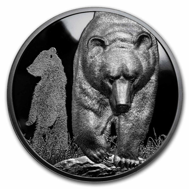 Read more about the article 2023 Mongolia 2 oz Silver Black Proof Growing Up: Brown Bear