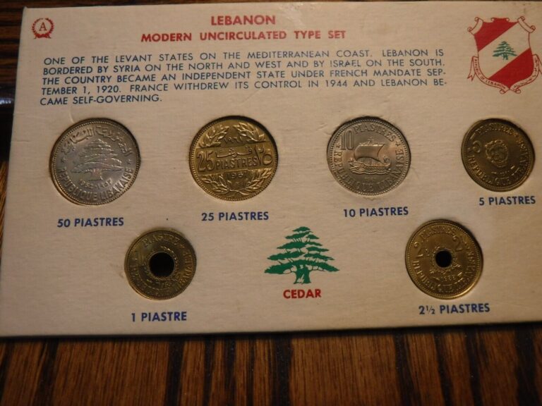 Read more about the article 1952  1955 and 1961 Lebanon Uncirculated 6 Coin Type Set