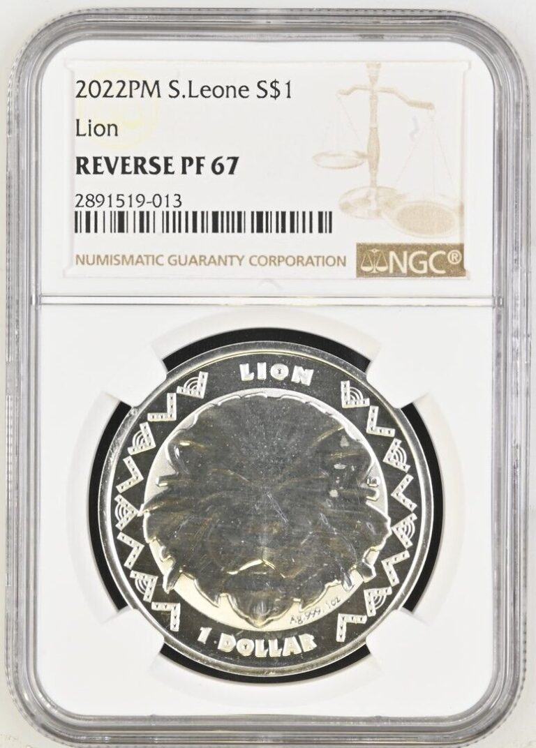 Read more about the article 2022 Sierra Leone LION Silver Dollar S$1 RP67 NGC Reverse Proof 1 oz