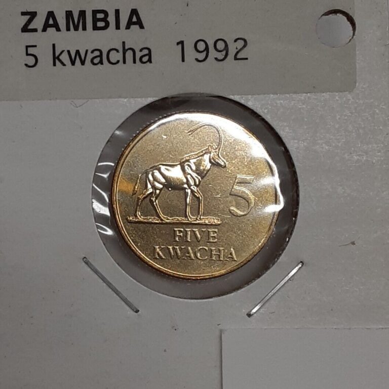 Read more about the article 1992 Zambia 5 Kwacha Aluminum-Bronze Coin  Sable Antelope   Uncirculated