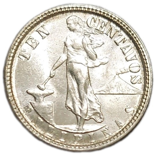 Read more about the article 1937-M Philippines US Admin 10 Centavos Silver UNC Coin Princess Magayon KM 181