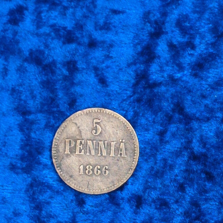 Read more about the article 1866 Russia Occupied Finland AE 5 Pennia Grand Prince Alexander II Coin