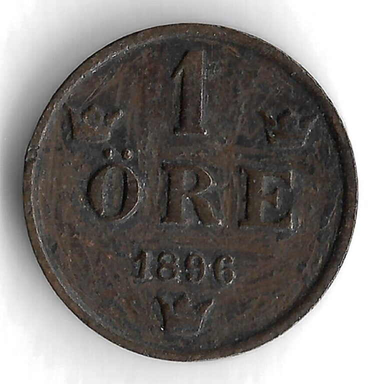 Read more about the article 1896 Sweden 1 Ore World Coin – Mintage 1 446 310 – KM# 750