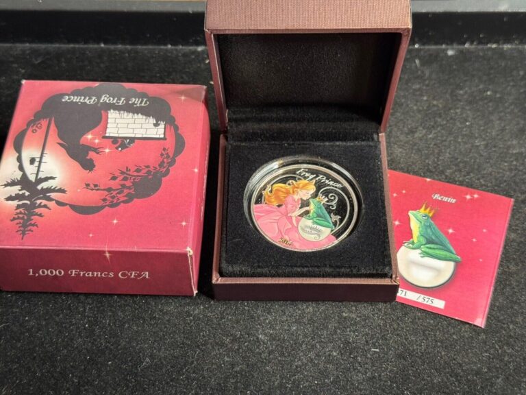 Read more about the article 2014 Benin 1000 Francs The Frog Prince Fairy Tales 1oz Silver Proof Coin /w OGP