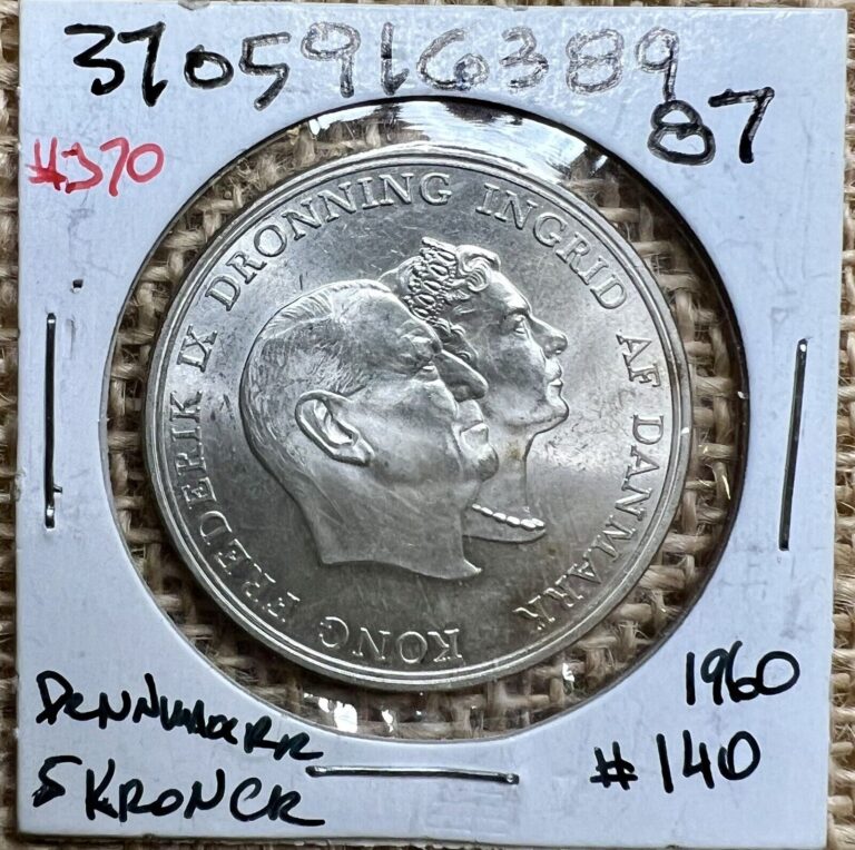 Read more about the article 1960 DENMARK 5 KRONER 80% SILVER COIN