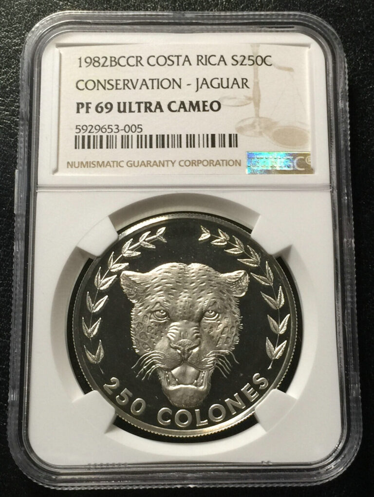 Read more about the article COSTA RICA 250 Colones 1982 Silver NGC PF 69 UC Jaguar  Rare in 69 grade