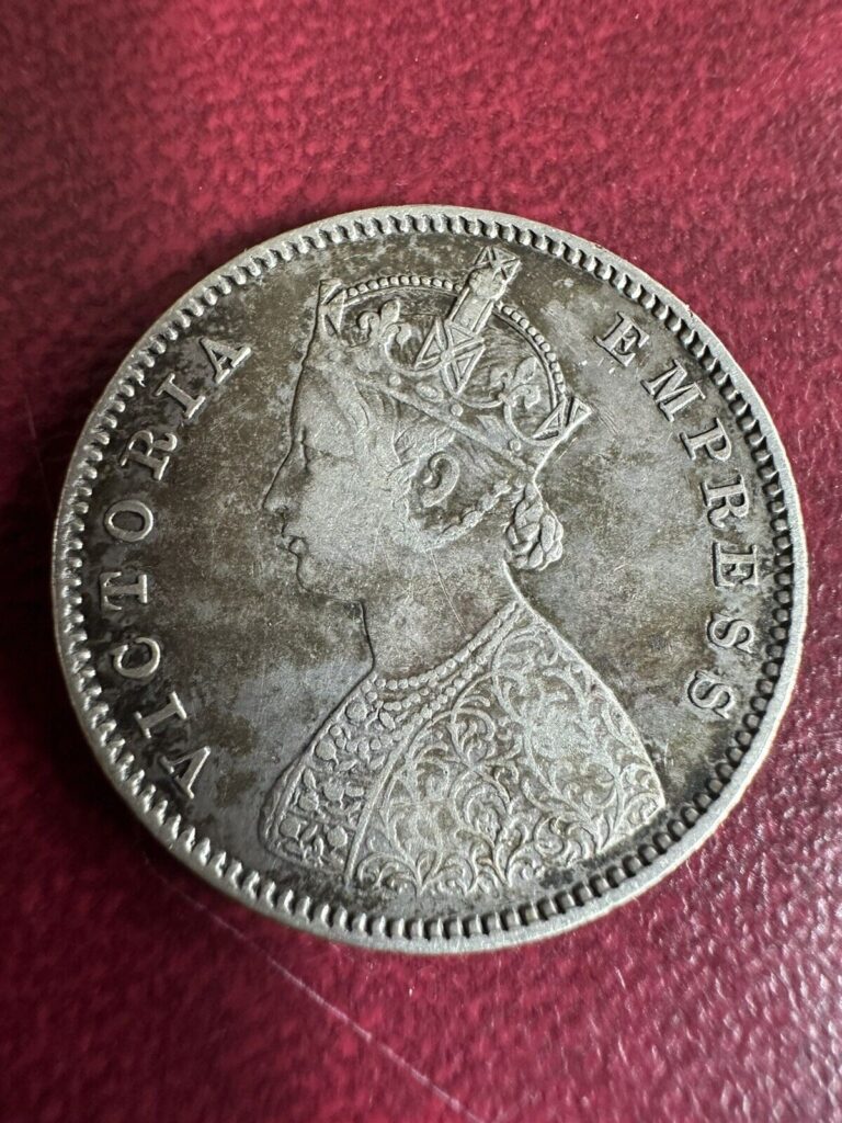 Read more about the article 1884 BRITISH INDIA VICTORIA EMPRESS SILVER HALF RUPEE COIN (Bust Type A)   #70