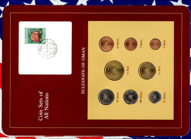 Read more about the article Coin Sets of All Nations Oman w/card  1970-1986 UNC 25 5 Baisa 1406 (1986)