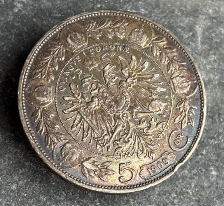 Read more about the article 1909 AUSTRIA Silver 5 Corona Coin – Great Toned Coin