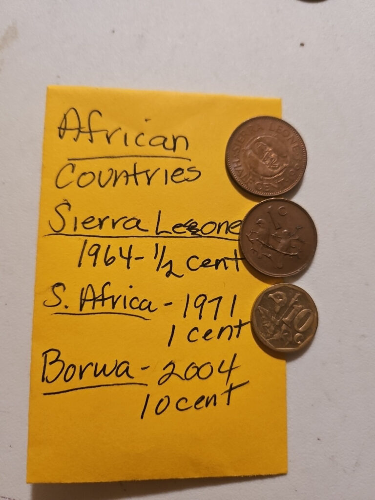Read more about the article Africa Sierra Leone 1964 1/2 Cent s Africa 1971 1 Cent  Borwa 2004 10 Cent