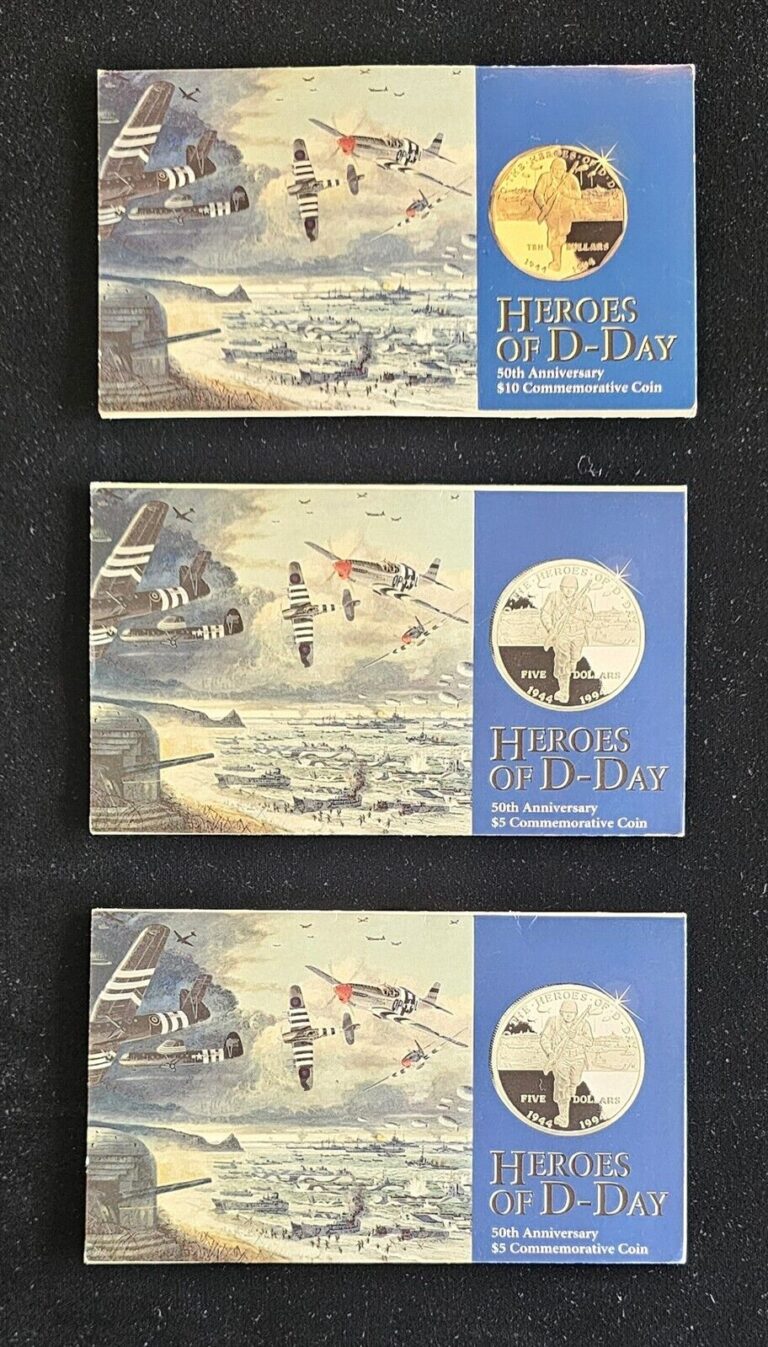 Read more about the article Marshall Islands 1994 $10 3-Coin Heroes of D-Day 50th Anniv Commem Coins in OGP