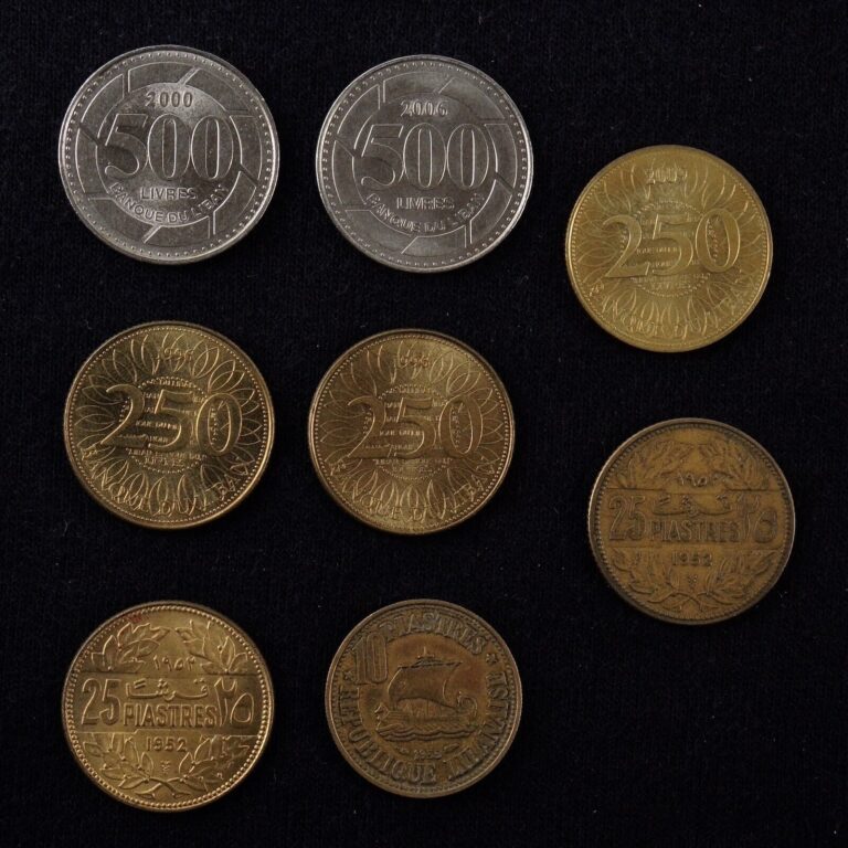 Read more about the article Lebanon Coin LOT Lebanese Coins 250 500 LIVRES 10 25 PIASTRES Mixed Lot
