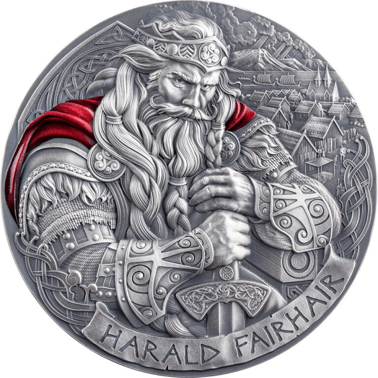 Read more about the article 2025 Cameroon The Way to Valhalla Harald Fairhair 2 oz Silver Coin – 500 Mintage