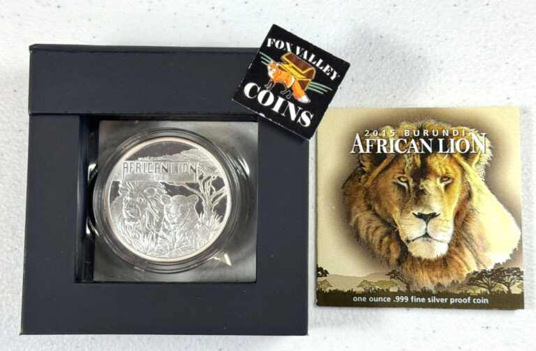 Read more about the article 2015 Burundi Big 5 Proof African Lion Series Silver Coin in Box w/COA! #06/1000!