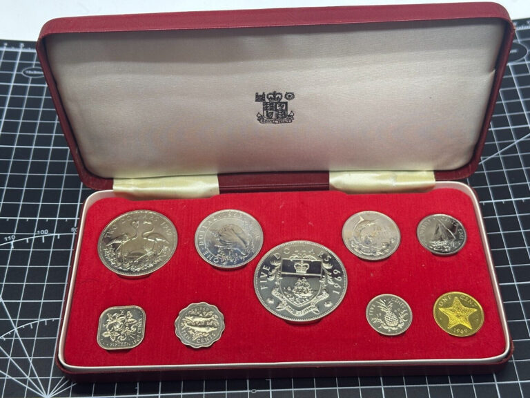 Read more about the article 1969 Bahamas Proof 9-Coin Set in Box – 2.87 oz ASW Silver