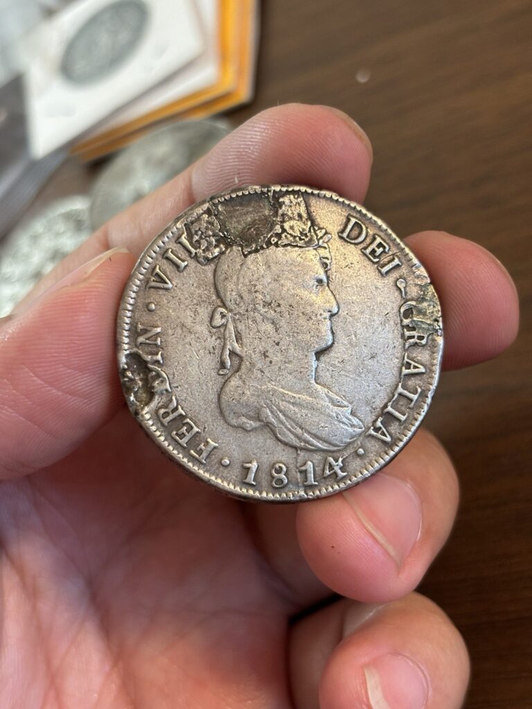 Read more about the article 1814 So FJ Chile 8 Reales Silver Coin