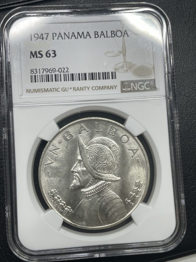 Read more about the article 1947 PANAMA SILVER BALBOA NGC MS63