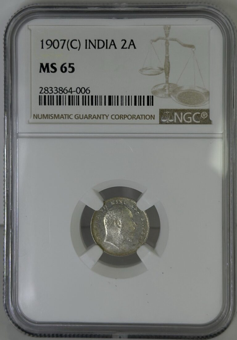 Read more about the article 1907 C British India 2 Anna Ngc Ms 65  Top pop