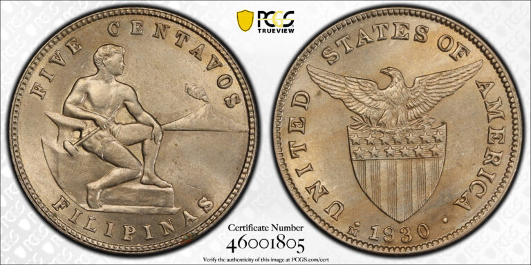 Read more about the article 1930-M Philippines 5 Centavos  PCGS MS64