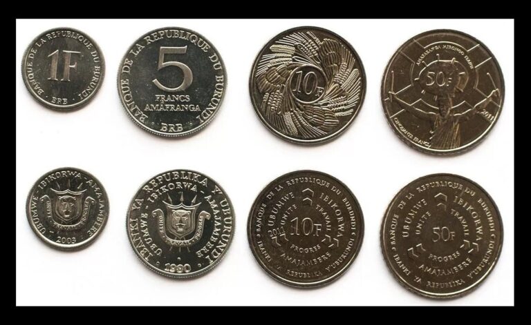 Read more about the article BURUNDI 4 Pcs Coins SET  1 5 10 50 Francs 1980 2011  UNC