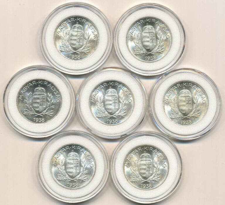 Read more about the article 7 Pieces of 1938 Hungary BP.  1 Pengo  Uncirculated Silver coins
