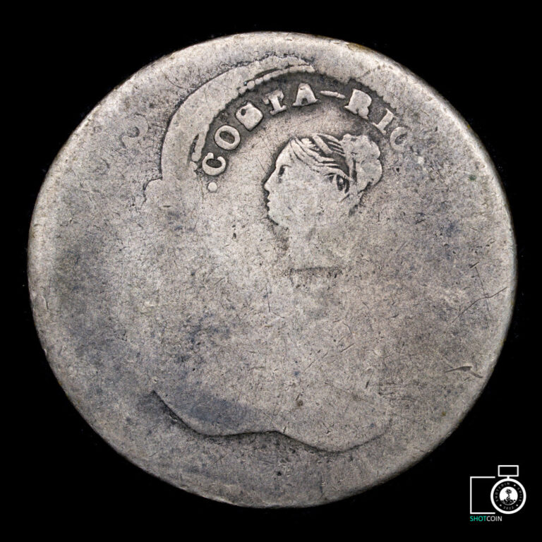 Read more about the article Costa Rica  1845 countermark over Spain 2 Reales Charles III. Silver coin