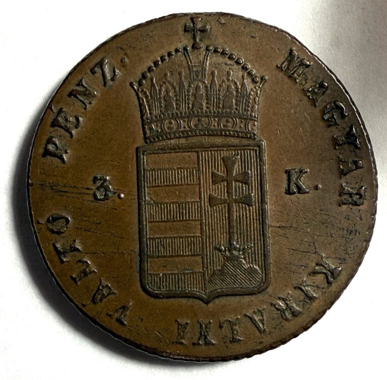 Read more about the article Hungary 3 Krajczar 1849 – GREAT CONDITION – (#37-7/XLZ)