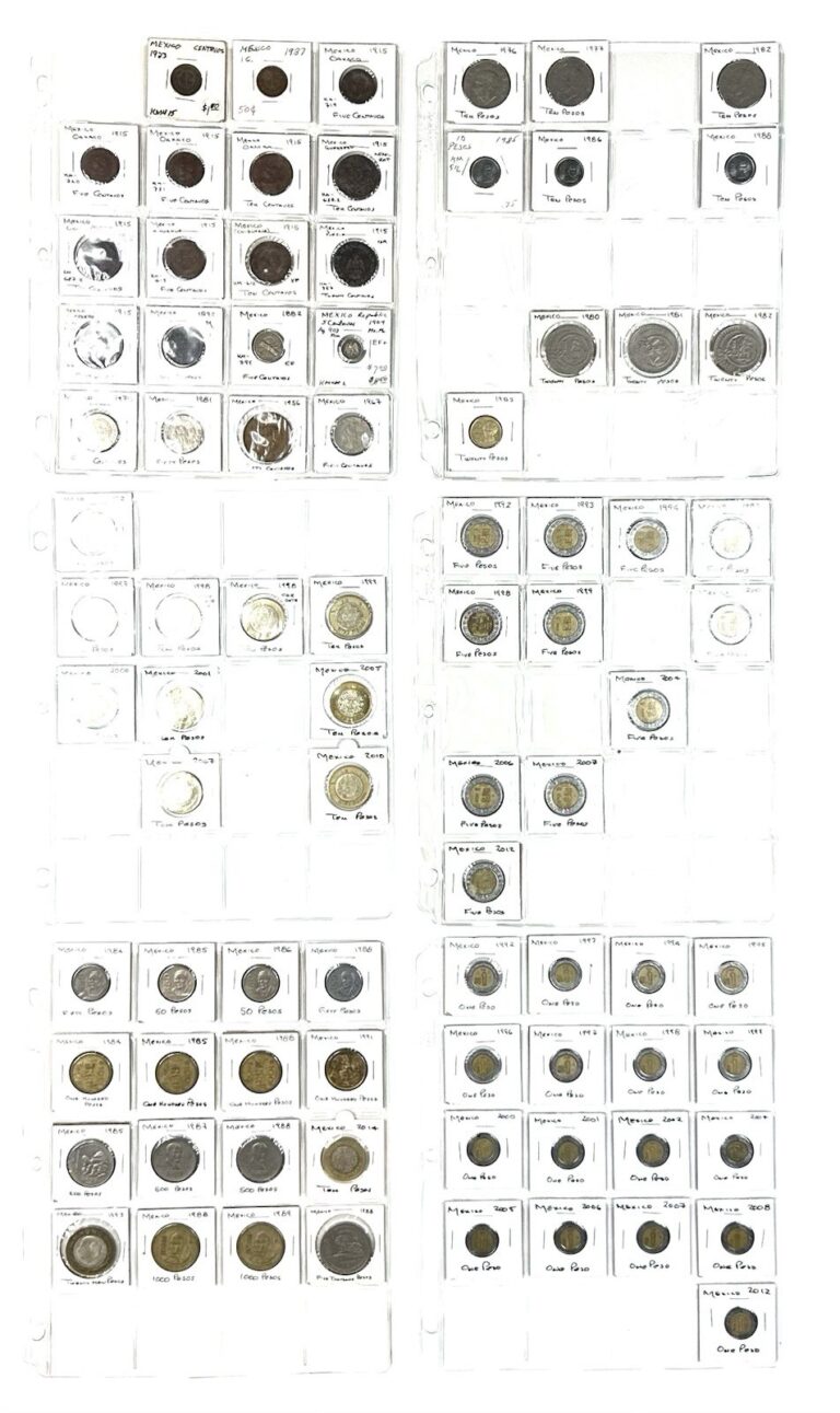 Read more about the article Coin Lot Collectibles Mexico Centavos/Pesos 1882-2000s Dates