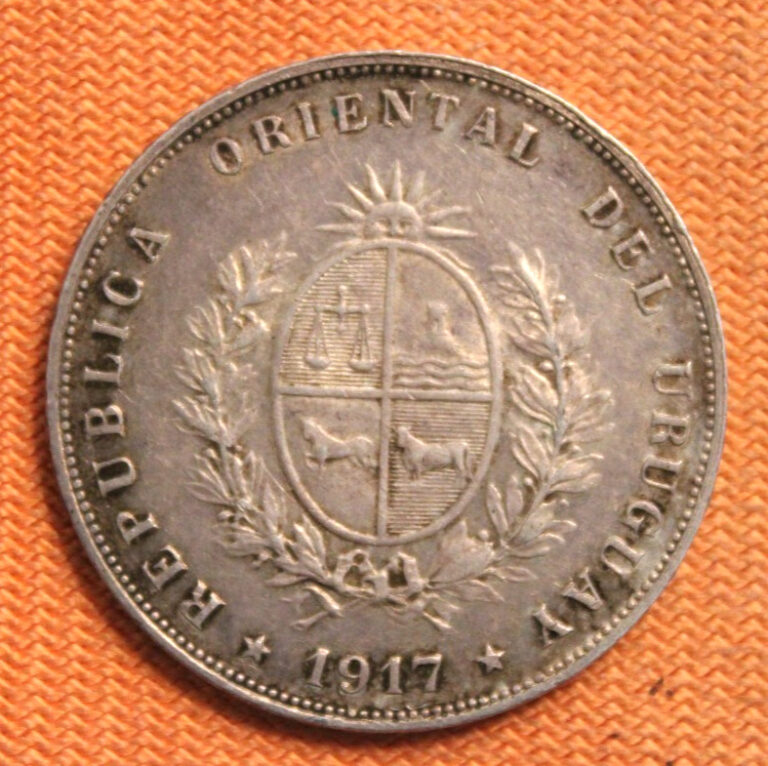 Read more about the article 1917 Uruguay Silver 50 Cent. Large 90% Silver Coin  Centesimos