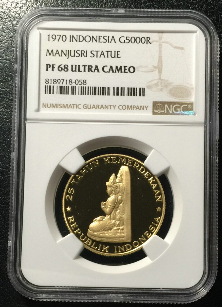Read more about the article Indonesia 5000 Rupiah 1970 Gold NGC PF68UC Manjusri Statue