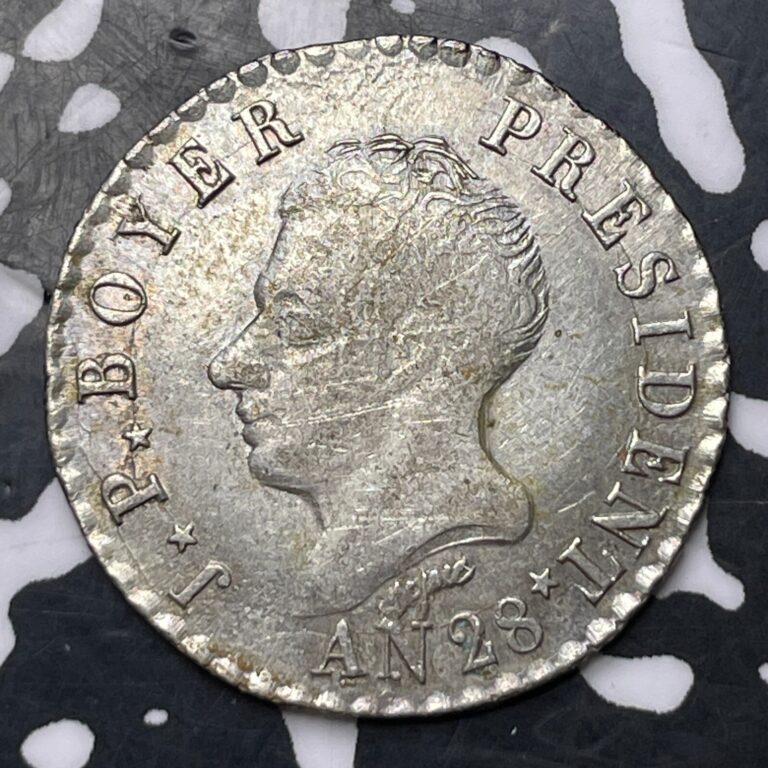 Read more about the article AN 28 (1831) Haiti 50 Centimes Lot#MK377 Silver! KM#20