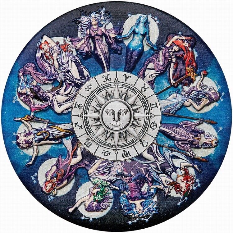 Read more about the article Tuvalu 2025 TWELVE GODDESSES 12 Signs of Roman Zodiac $5 5 Oz Silver Antique