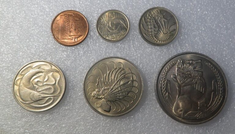 Read more about the article 1967 Singapore 6 Coin Lot *1  5  10  20  50 Cent and $1 Coins* A629
