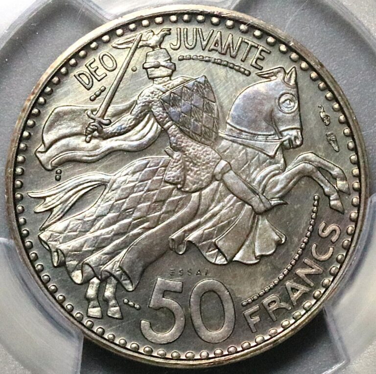 Read more about the article 1950 PCGS SP 64 Monaco Piedfort Essai 50 Francs Rainier Silver Coin (22091301C)