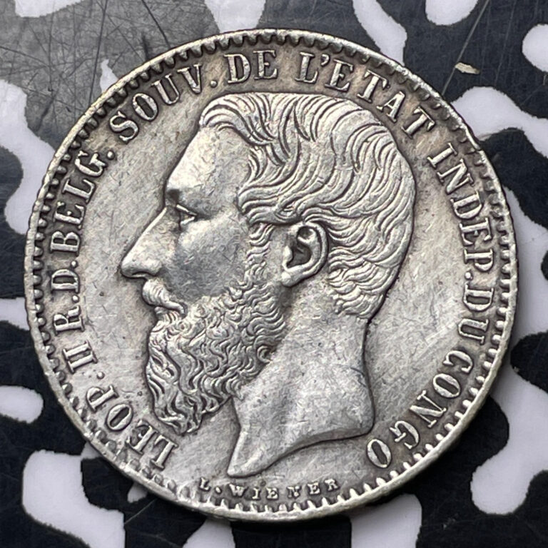 Read more about the article 1887 Belgian Congo 1 Franc Lot#MK207 Silver!
