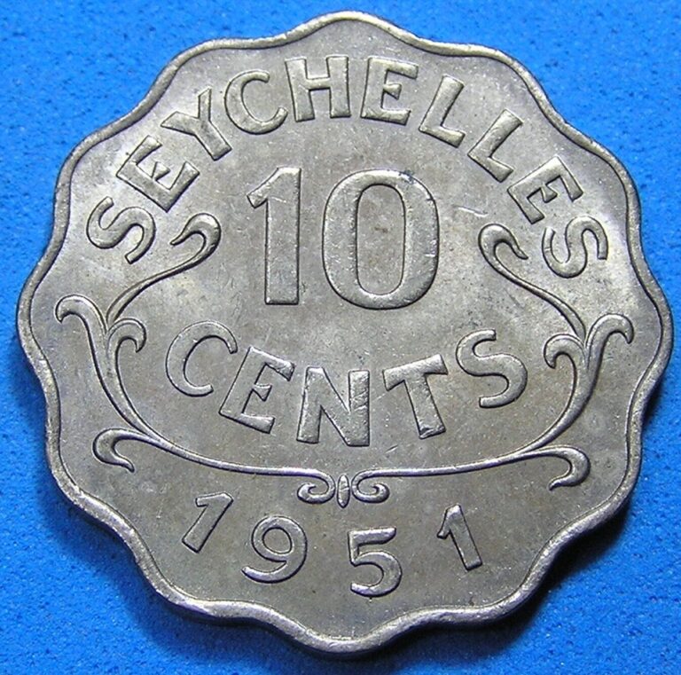 Read more about the article Seychelles British 10 Cents CuNi Coin 1951  low mintage  Free S/H after 1st Item