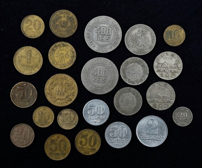 Read more about the article OLD Brazil Coin LOT 1901-1959 Brazilian 1000 500 400 200 20 REIS 20 50 CENTAVOS