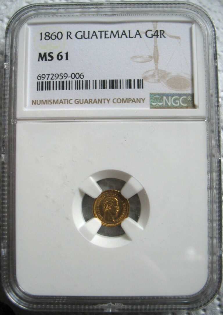 Read more about the article 1860-R Guatemala Gold 4 Reales NGC MS-61