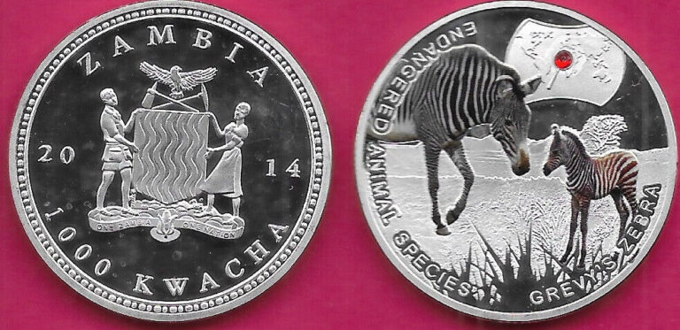Read more about the article ZAMBIA 1000 KWACHA 2014 UNC GREVY’S ZEBRA 1 YEAR TYPE NON CIRCULATING COIN SERIE