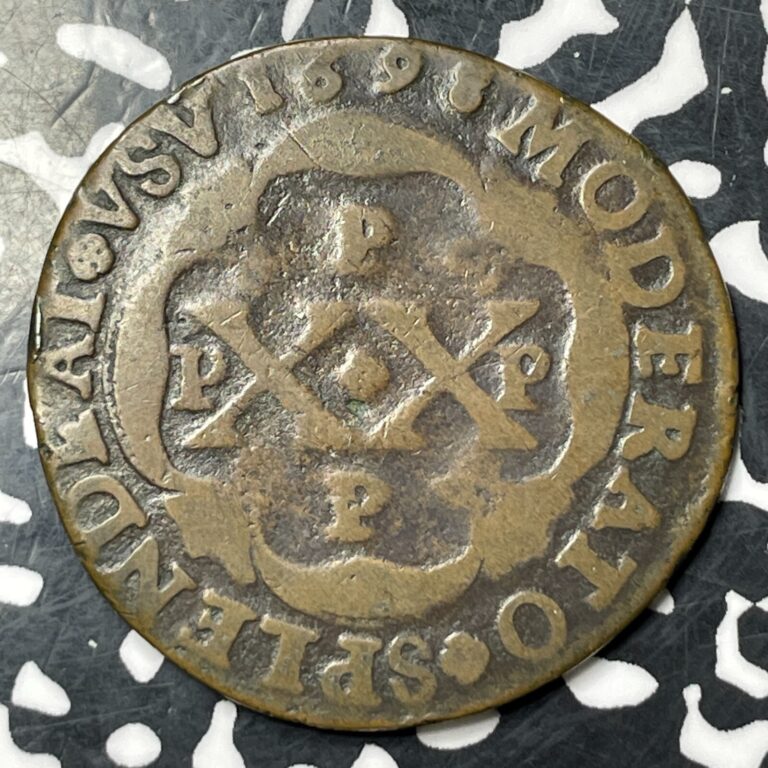 Read more about the article 1698 Angola 20 Reis Lot#JM8564 Scarce! KM#1