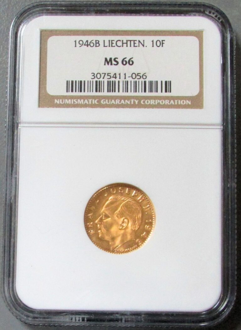 Read more about the article 1946 B GOLD LIECHTENSTEIN 10 FRANKEN COIN NGC MINT STATE 66